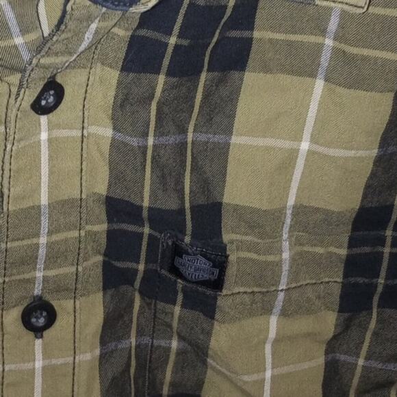 Harley Davidson Plaid Polo Button Up Medium - Picture 3 of 3